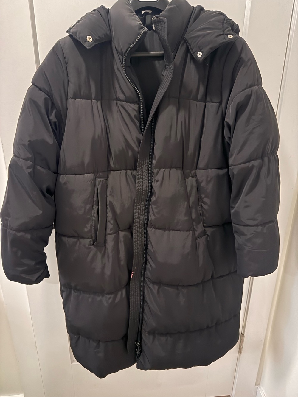 H&M size large Black Puffer Coat with Hood